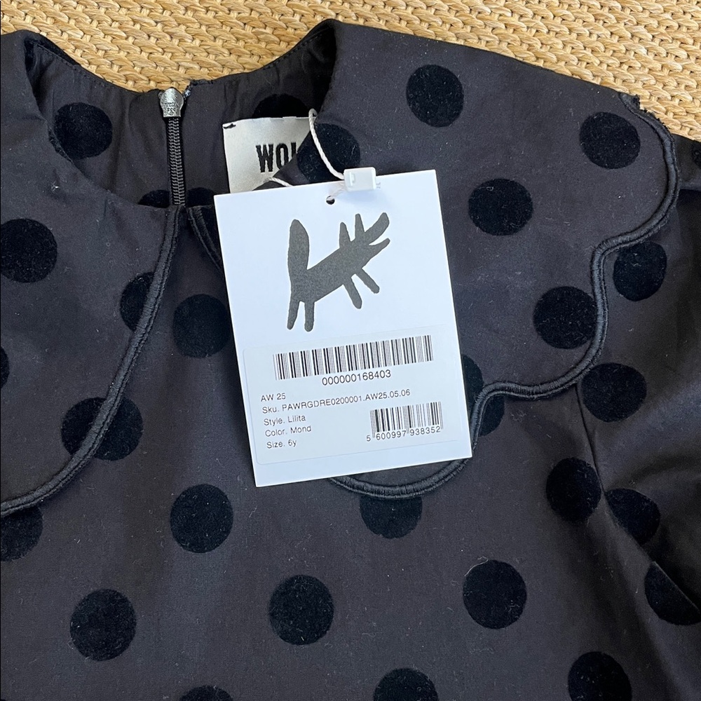 Wolf and Rita Girls’ Black Lilita Mond Polka Dot Holiday Dress—6Y - Picture 10 of 14